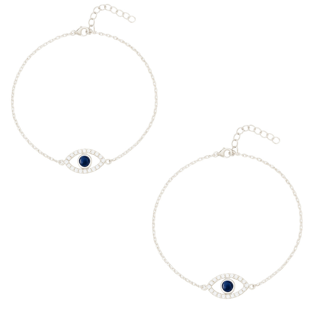 Evil Eye Anklet 925 Sterling Silver 24 cm + 3.81 cm Adjustable