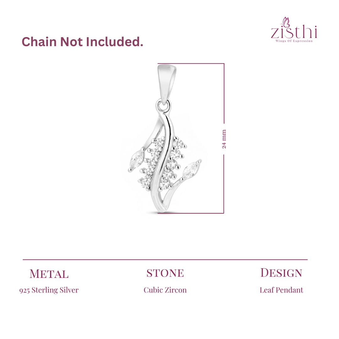 Leaf Design Silver Pendant