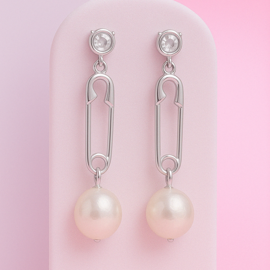 Silver Pearl Drop Earring