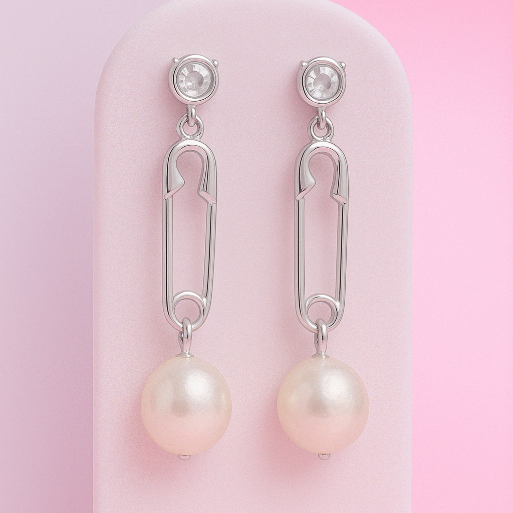Silver Pearl Drop Earring