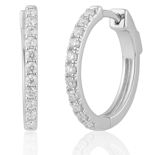 Silver Zircon Sparkling Inout Hoop Earring 15MM