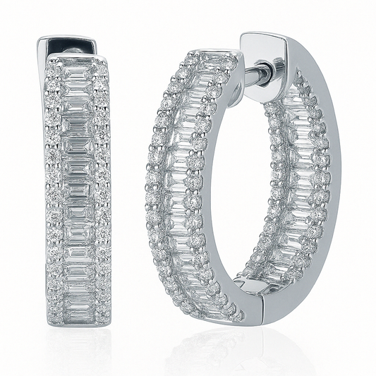 High-Shine Baguette Zircon Inside-Out Hoops
