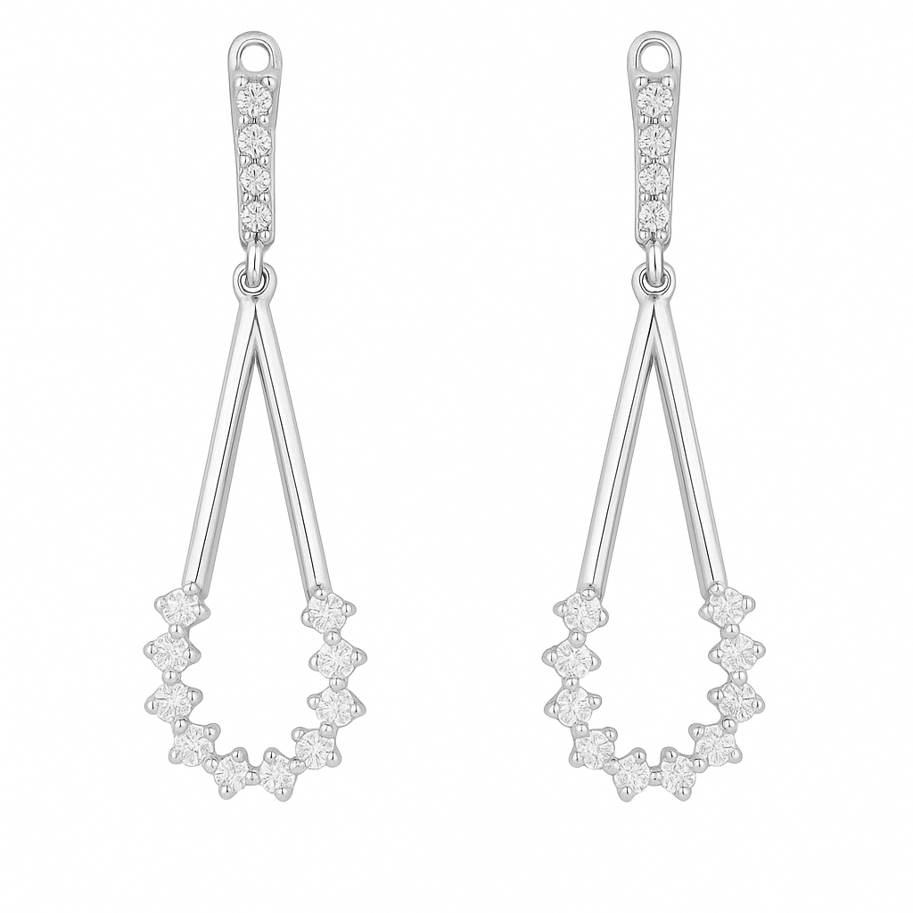 Silver Drop Earring with Zircon