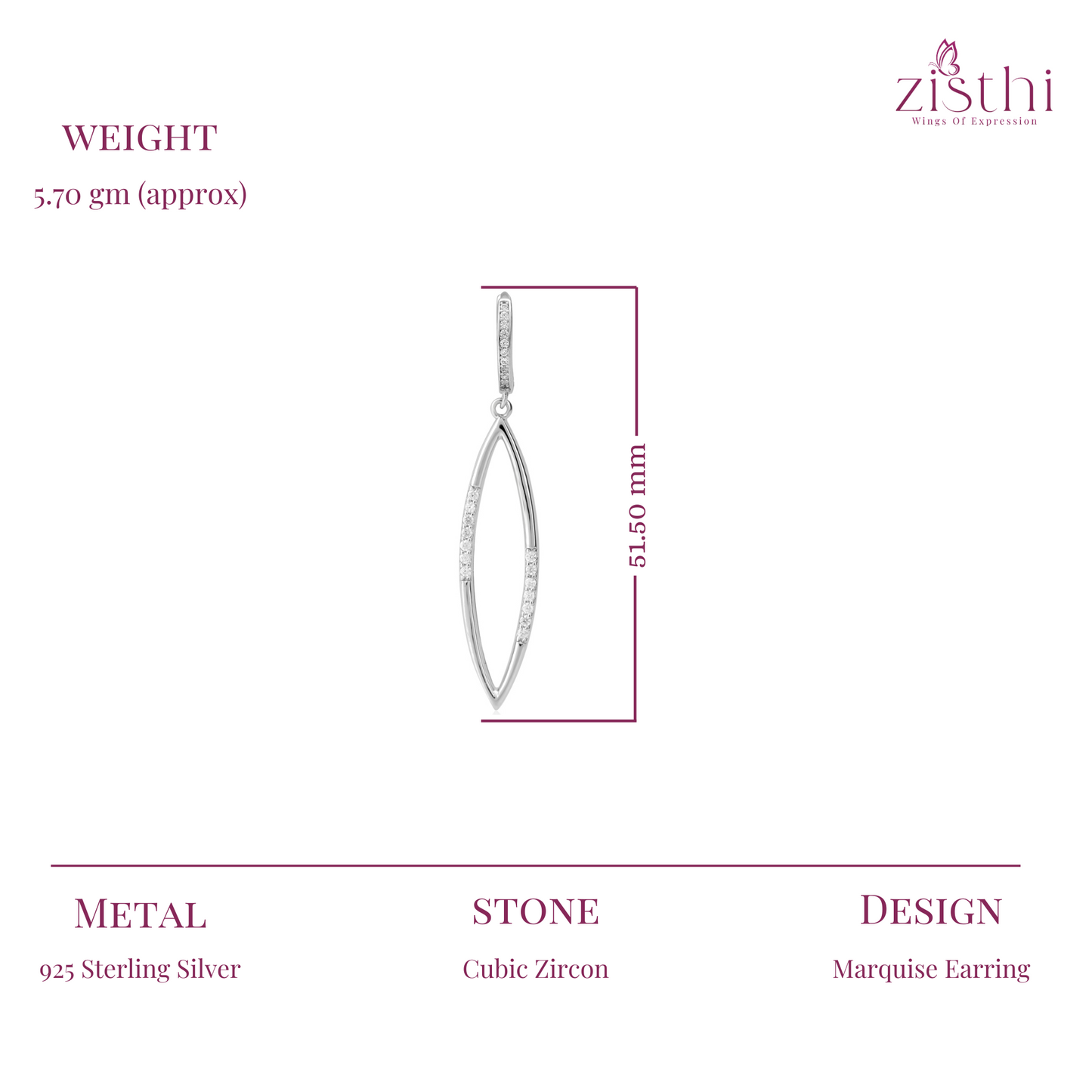 Silver Majestic Marquise Dangler Earring