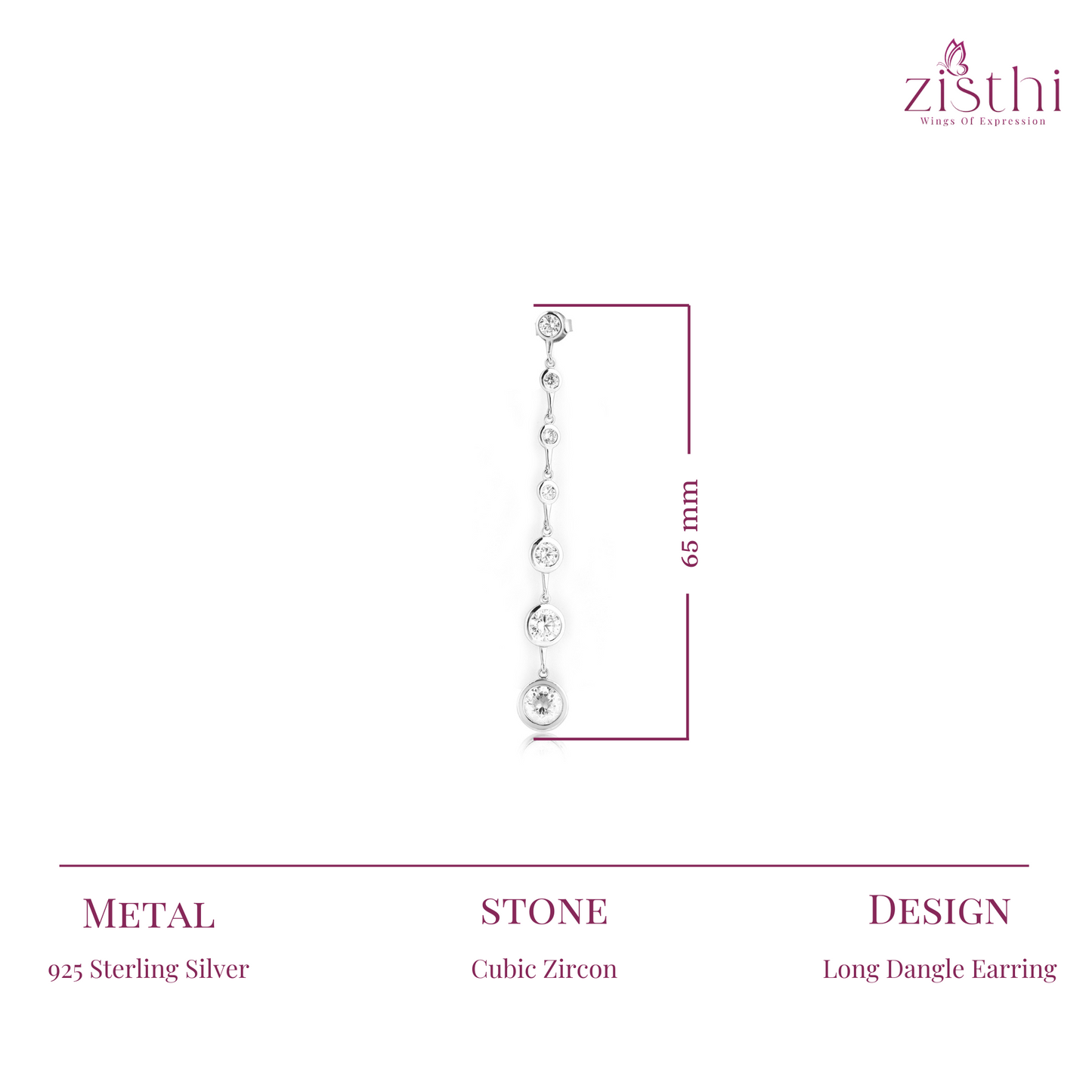 Silver Multi Long Link Dangle Earring
