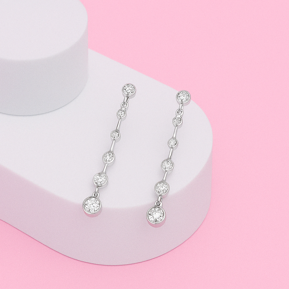 Silver Multi Long Link Dangle Earring