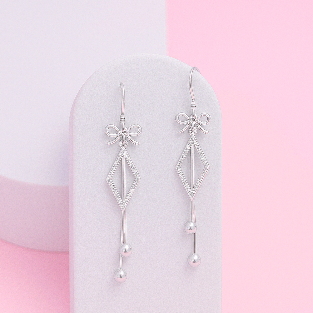 Bow Dangler Silver Earring