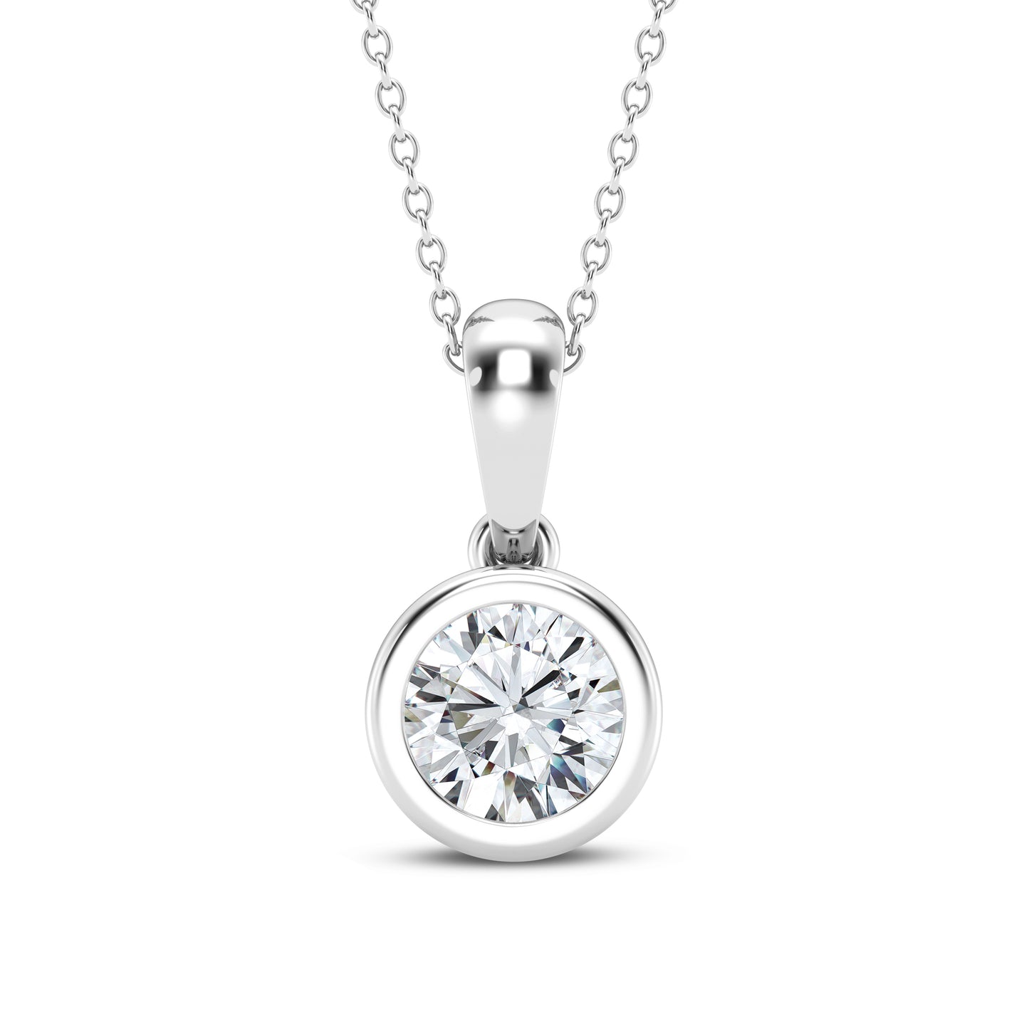 Classic Solitaire Round Silver Pendant