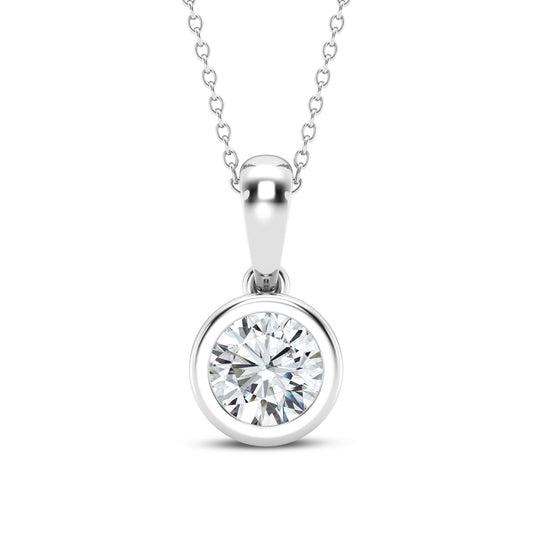 Classic Solitaire Round Silver Pendant