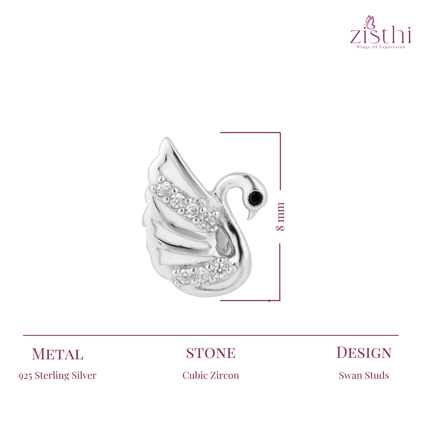Shining Swan Silver Stud
