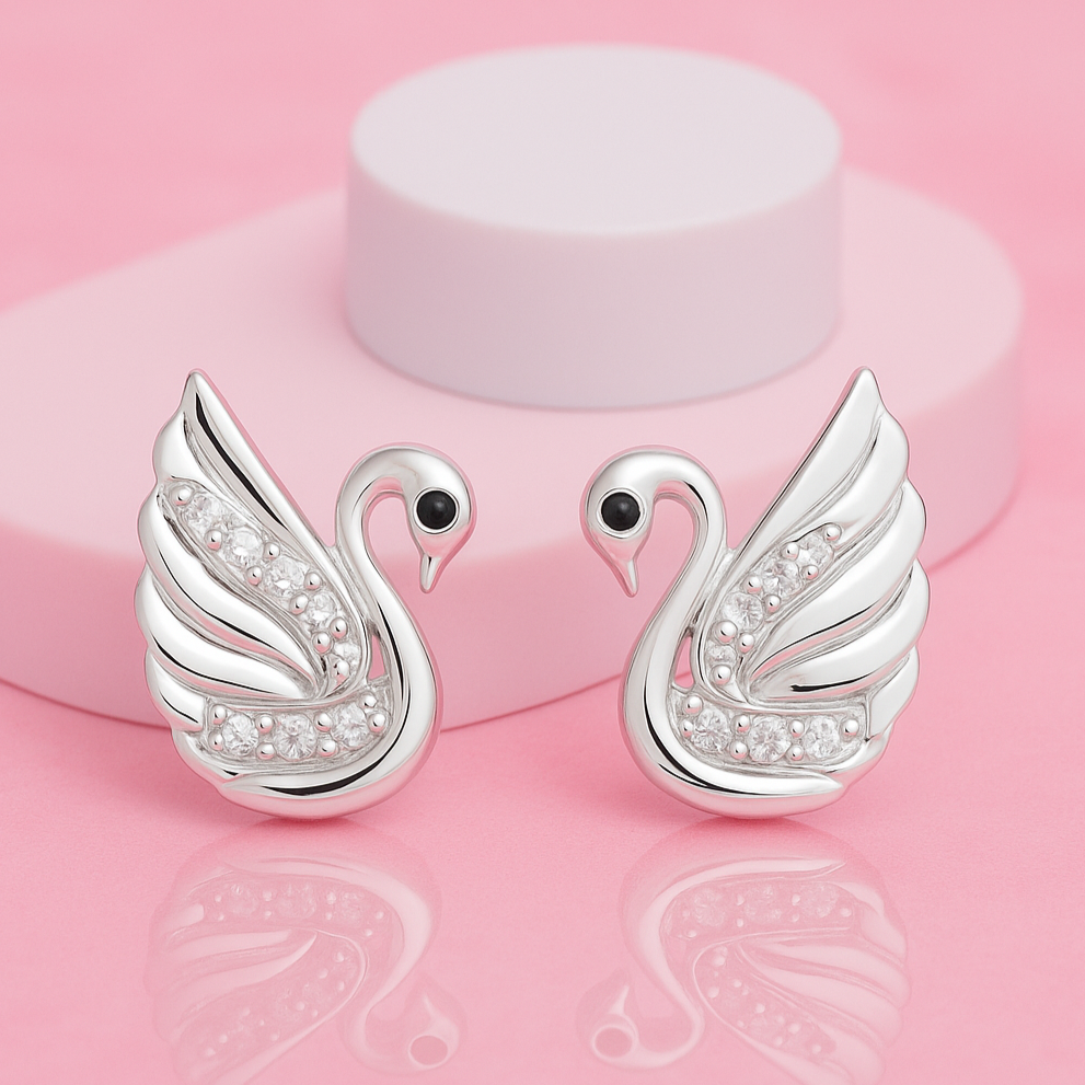 Shining Swan Silver Stud