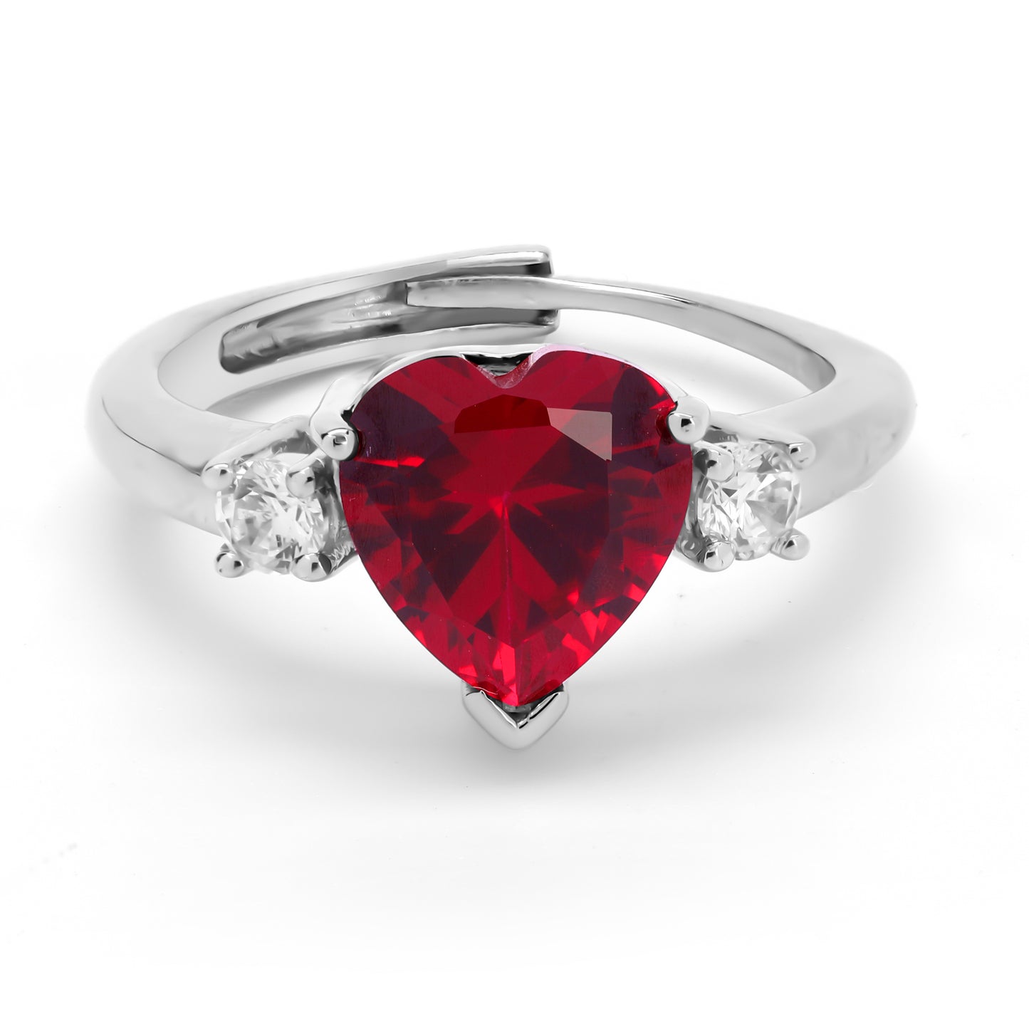 Love Heart Stone Ring with Adjustable Fit