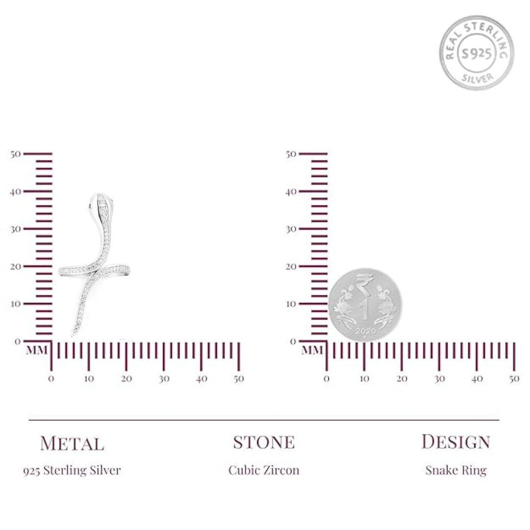 Silver Green Eye Snake Zircon Ring