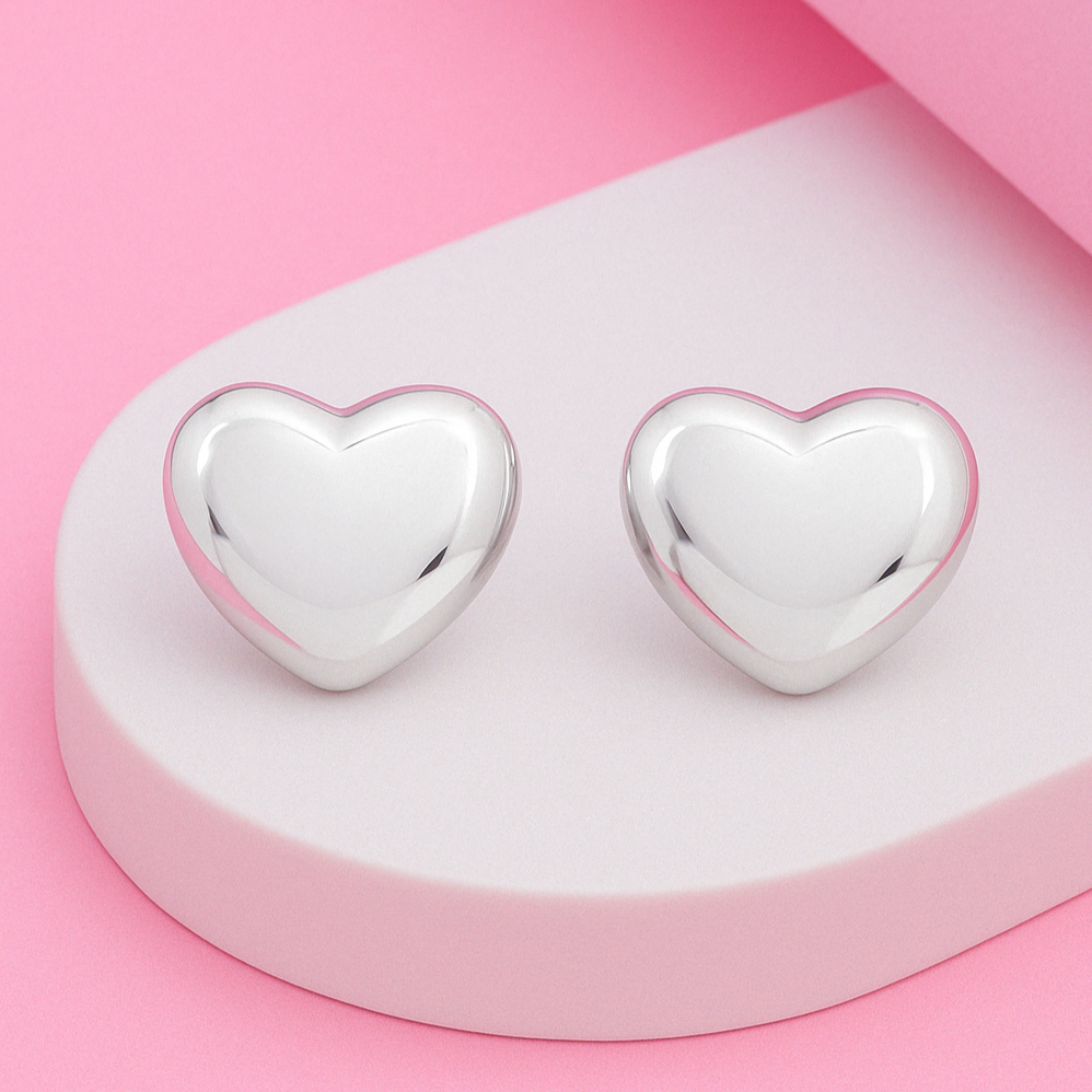 Minimalist Heart Earrings In 925 Sterling Silver