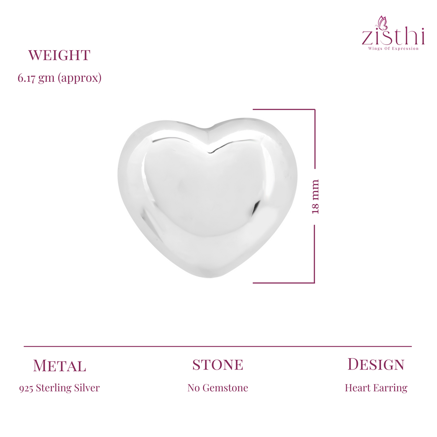 Minimalist Heart Earrings In 925 Sterling Silver