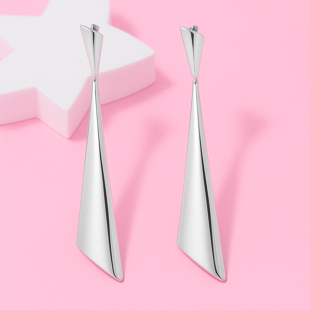 Silver Long Cone Earring