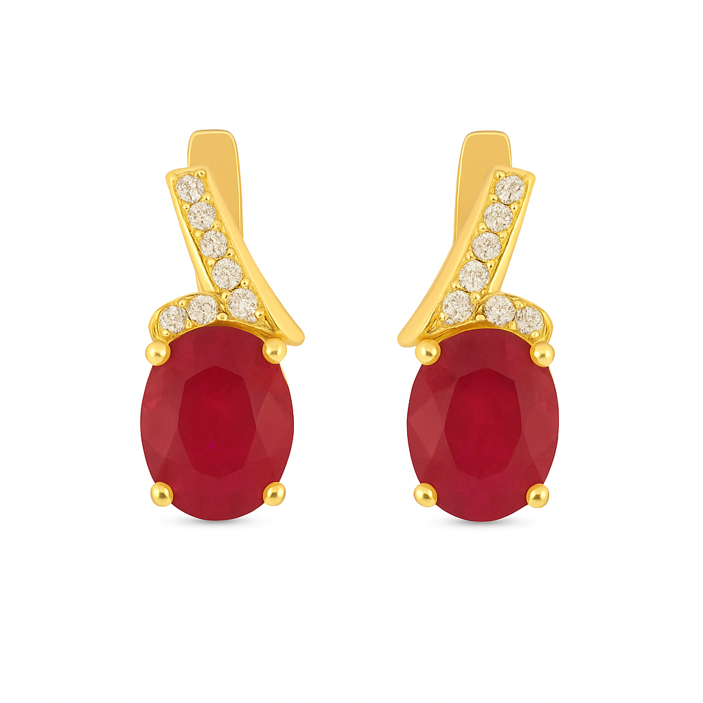 Natural Ruby 4.00Ct and Zircon Silver Earring