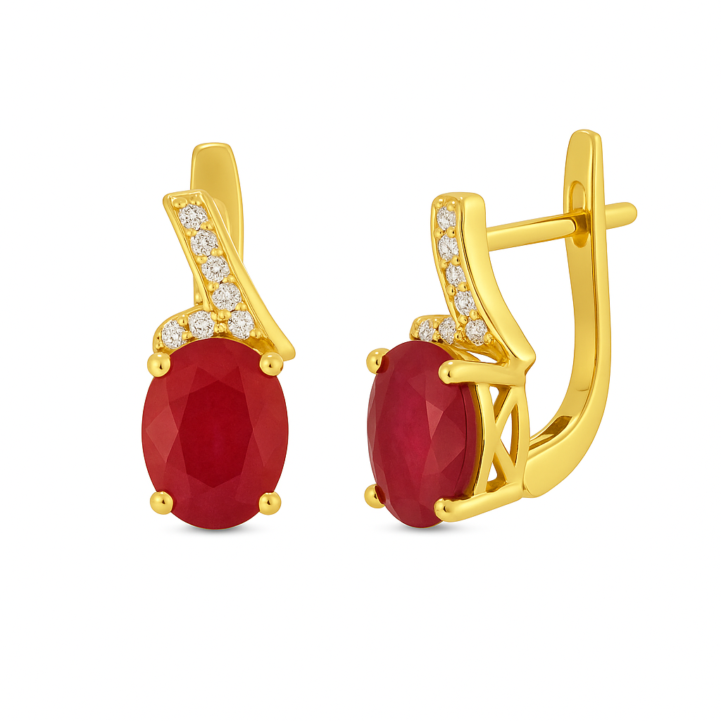 Natural Ruby 4.00Ct and Zircon Silver Earring