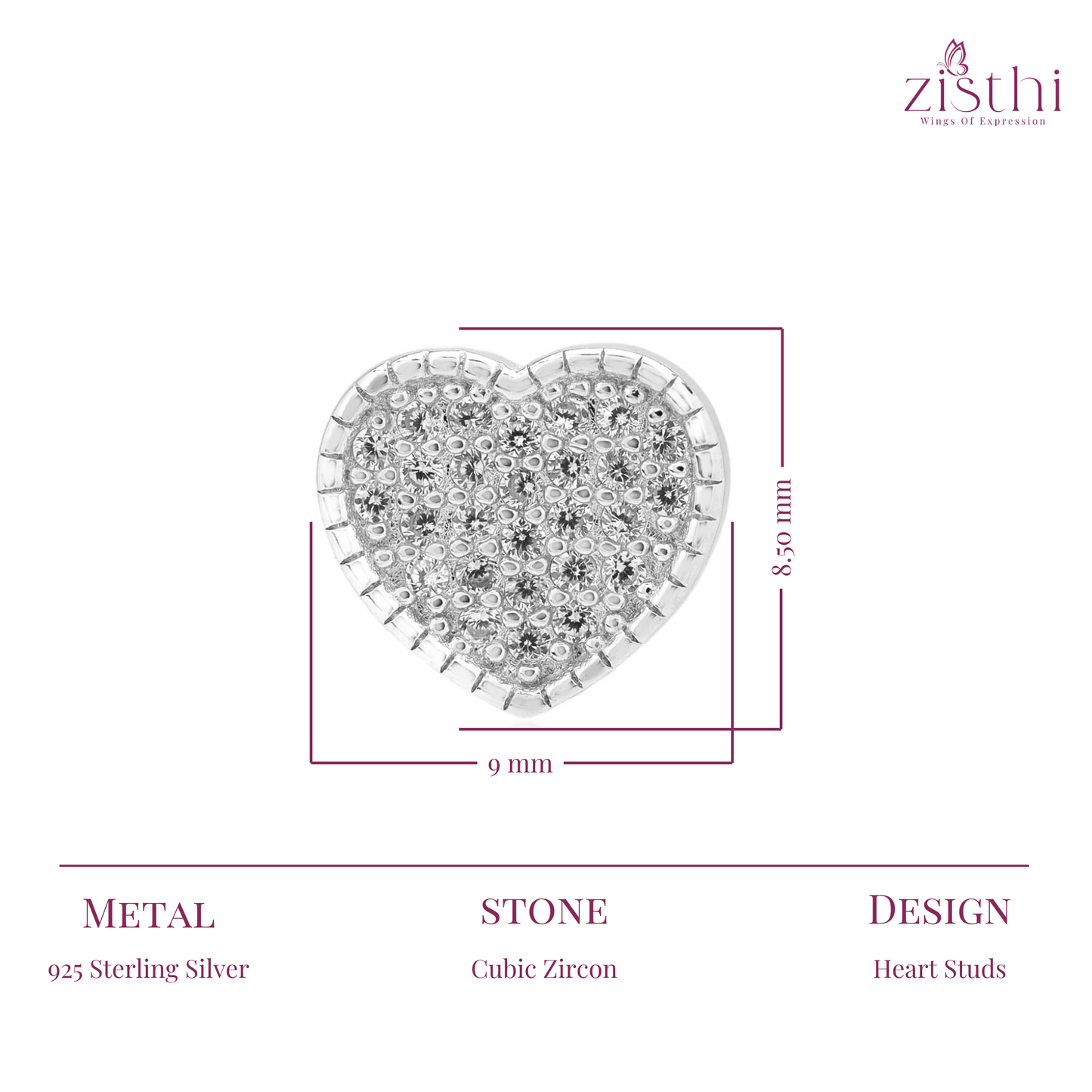 Heart Shape Micro Pave Cubic Zircon Earring