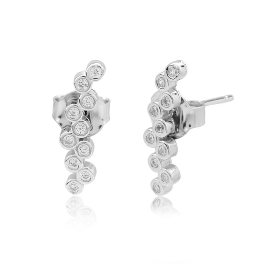 Bezel Set Cubic Zircon Liner Earring 925 Sterling Silver