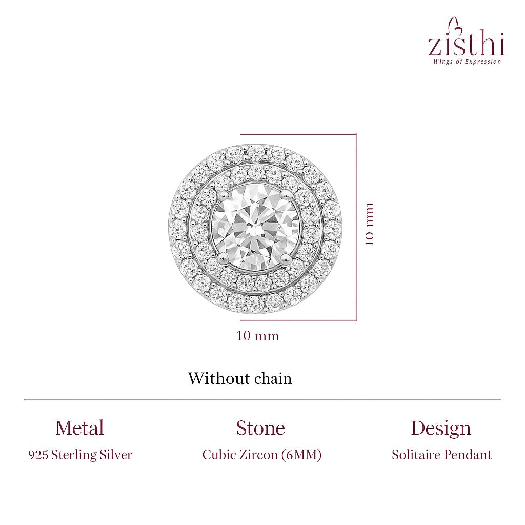 Simulated Diamond Double Halo Pendant
