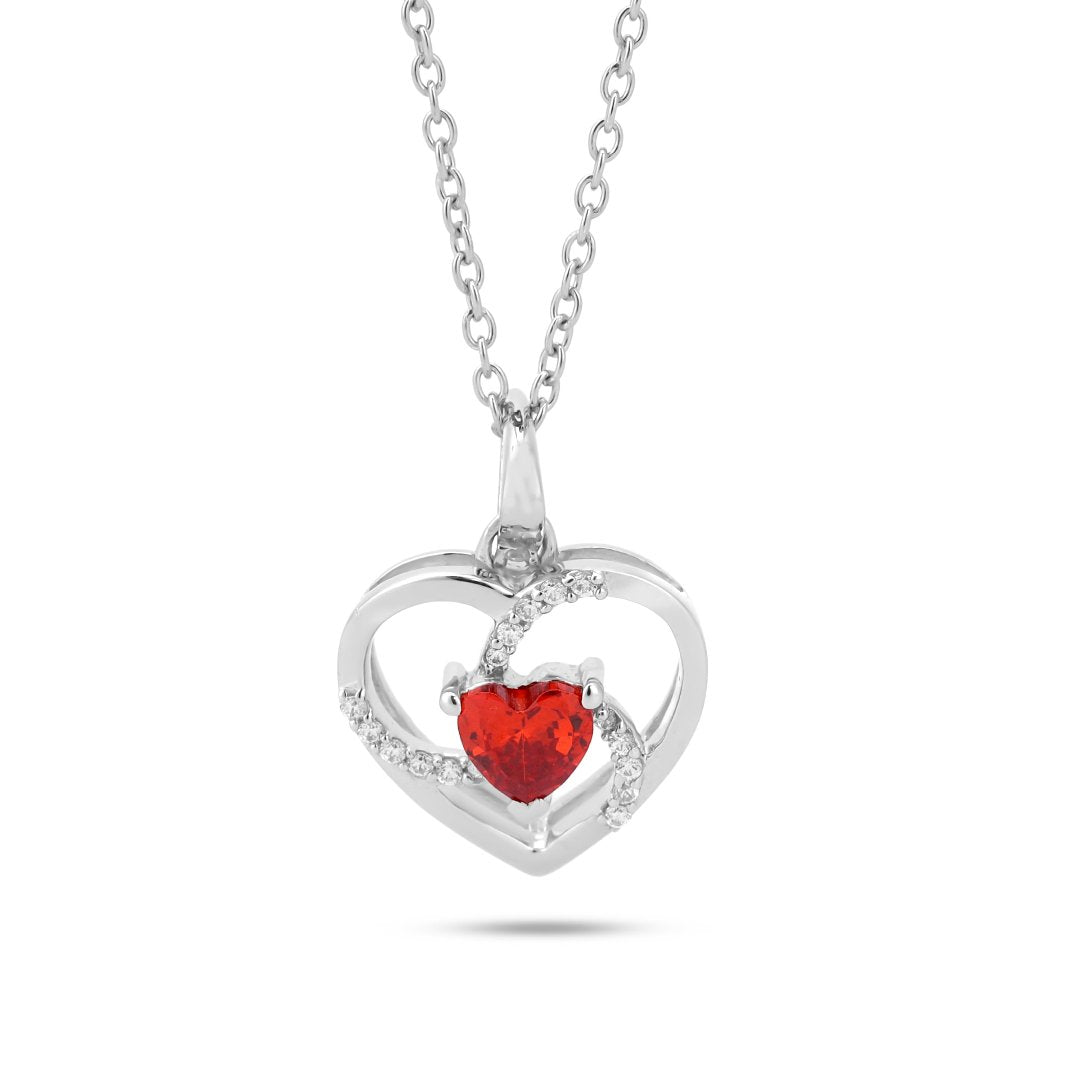 Heart-Shaped Pendant & Necklace In 925 Sterling Silver
