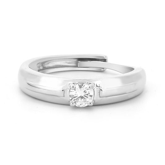 Classic Solitaire Adjustable Men Ring In 925 Sterling Silver