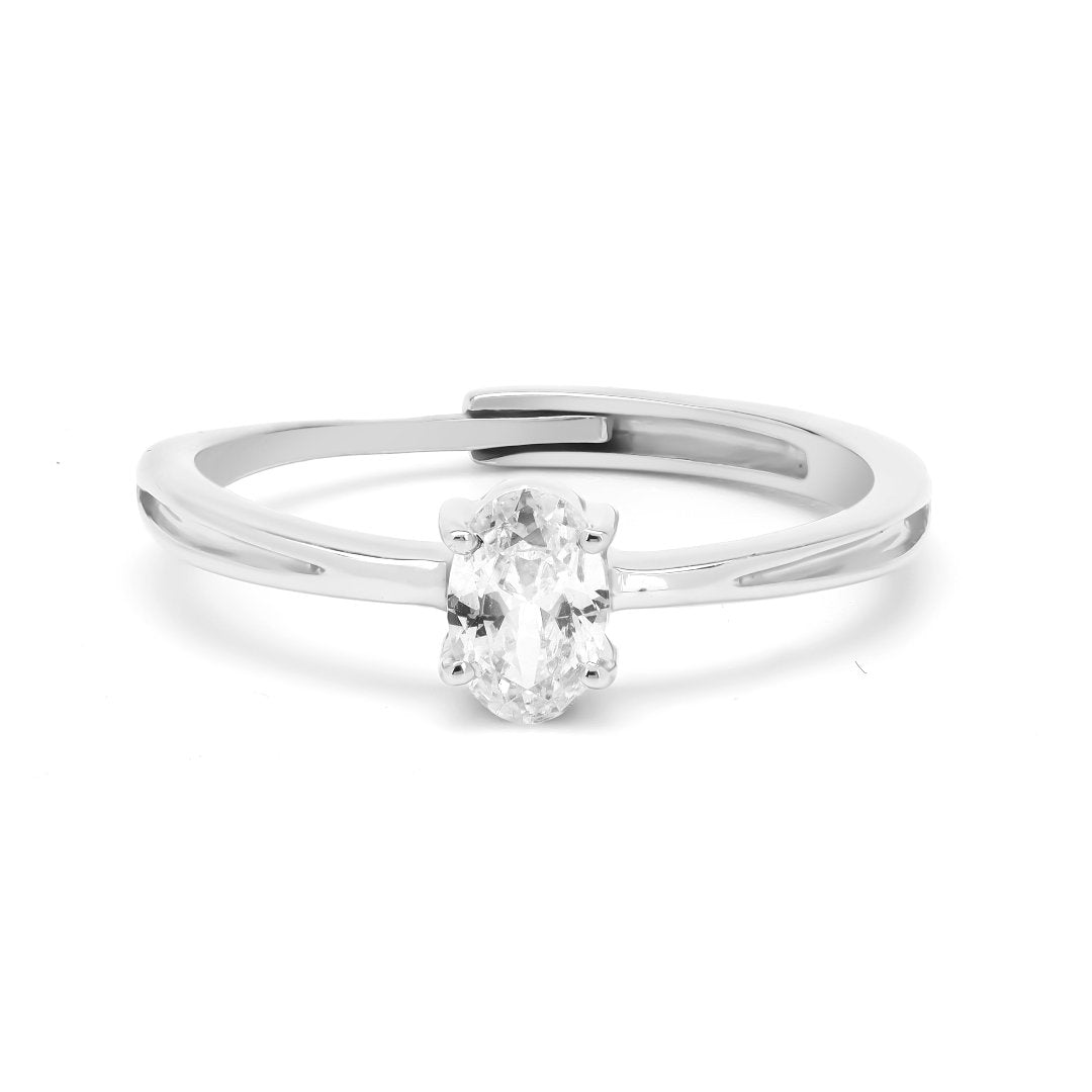 Classic Solitaire Adjustable 925 Silver Ring