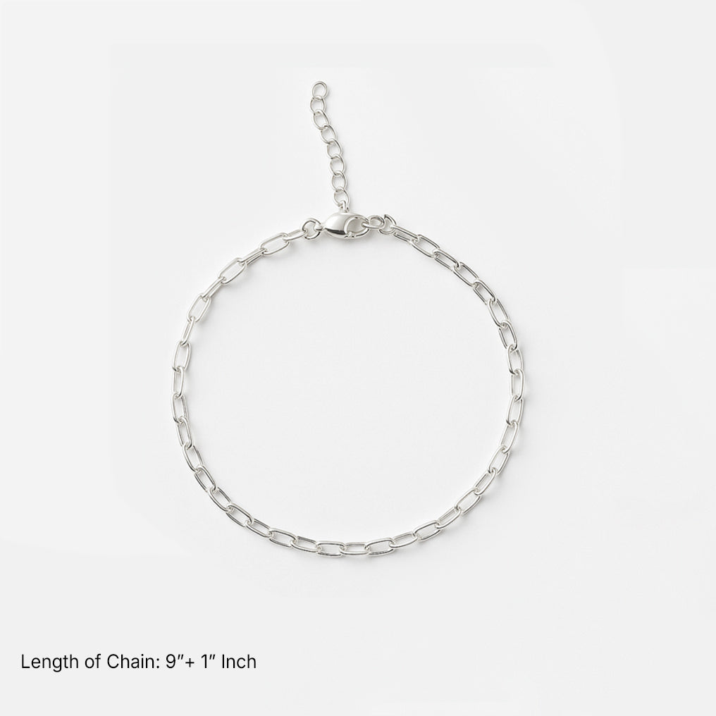 Classic Link Design Anklet in 9"+1" inch 925 Sterling Silver