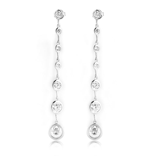 Silver Multi Long Link Dangle Earring