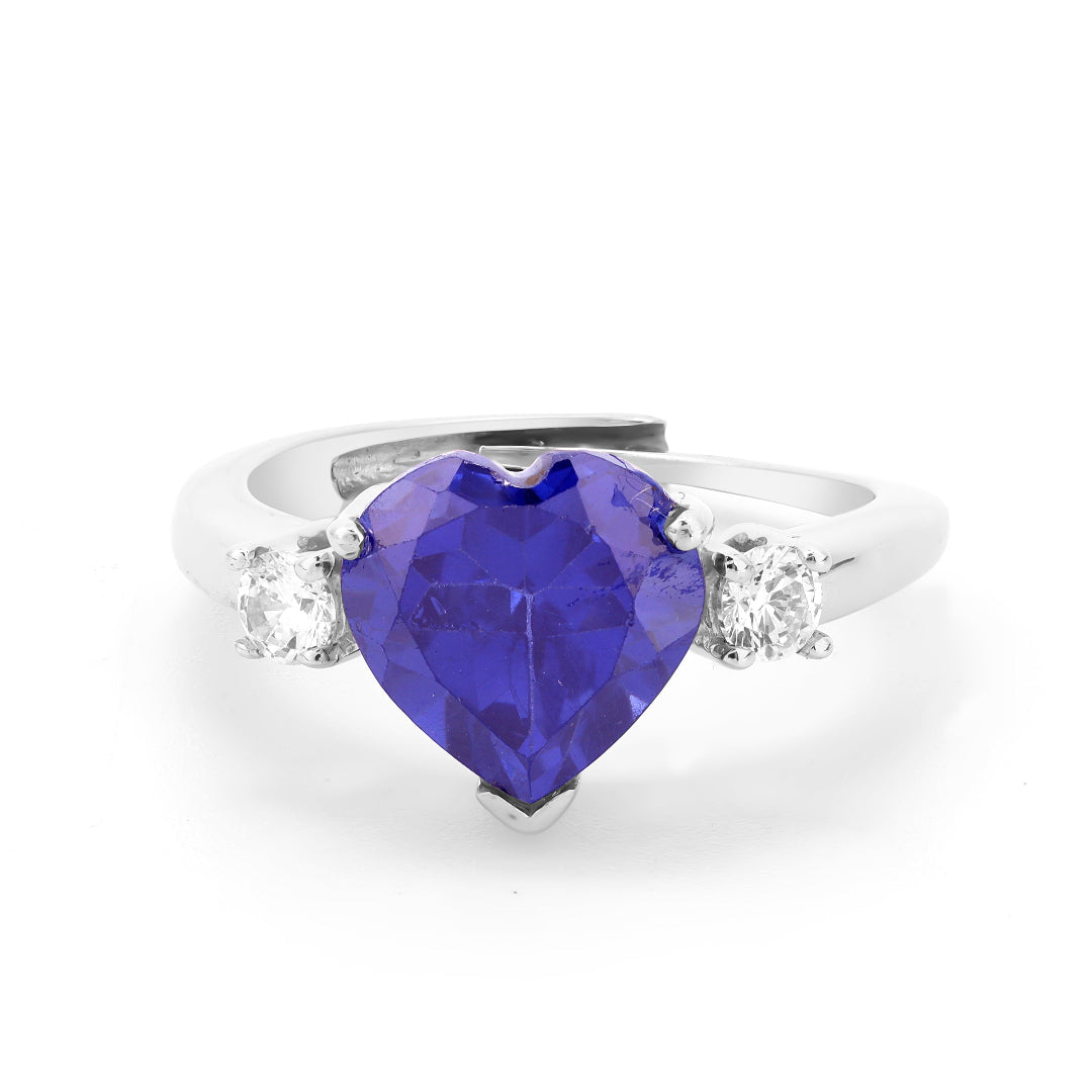 Love Heart Stone Ring with Adjustable Fit