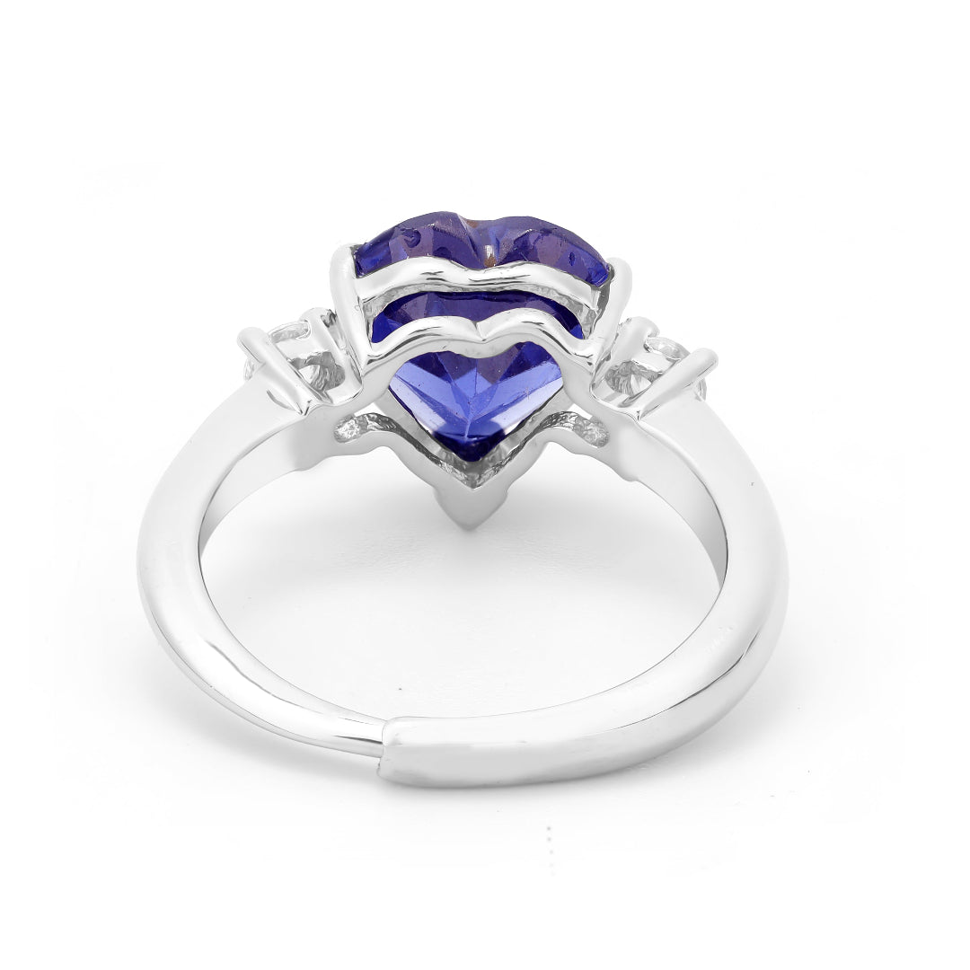 Love Heart Stone Ring with Adjustable Fit