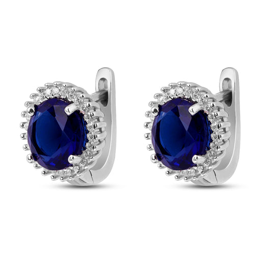 Simulated Halo Earrings 925 Sterling Silver