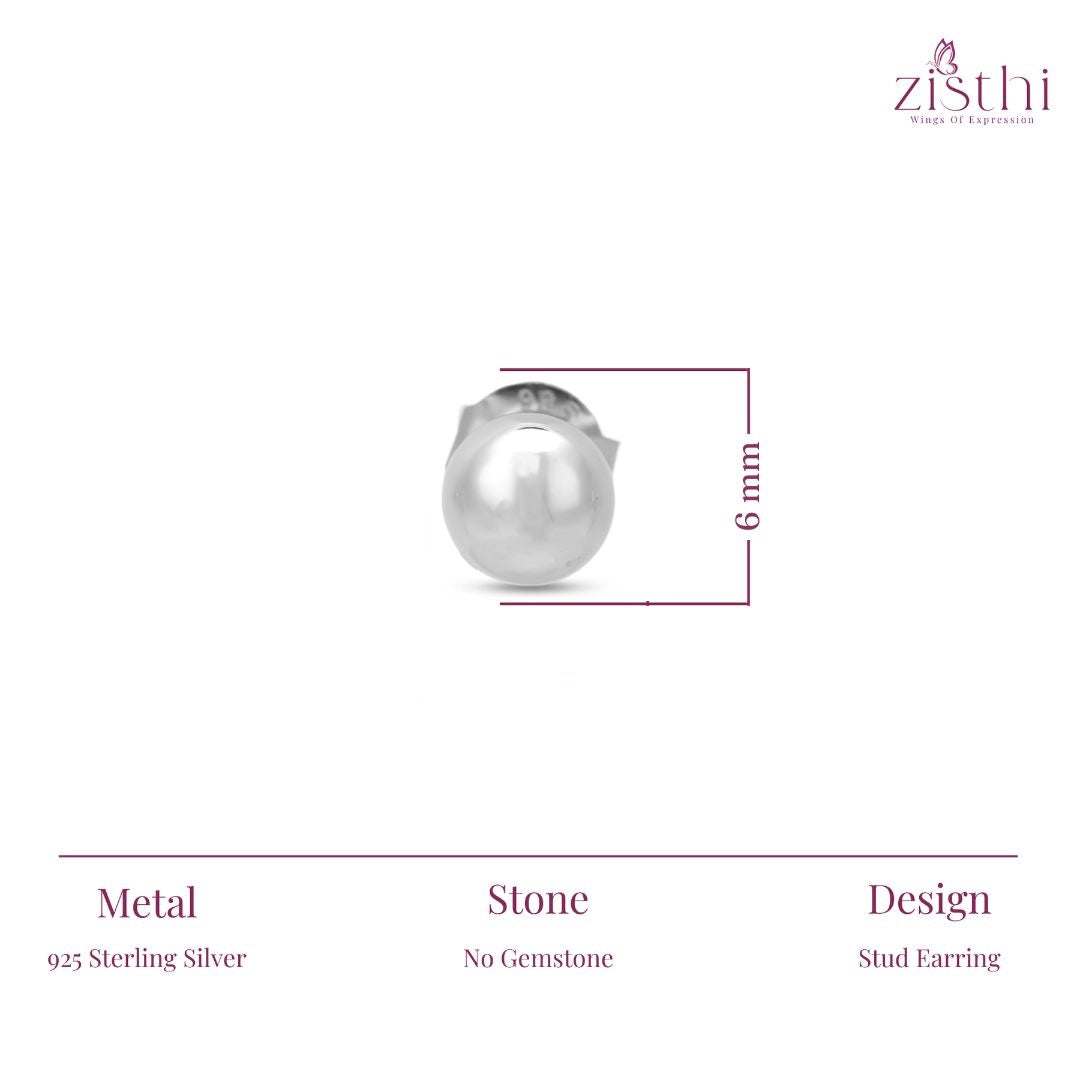 Round Ball Earrings 6 mm
