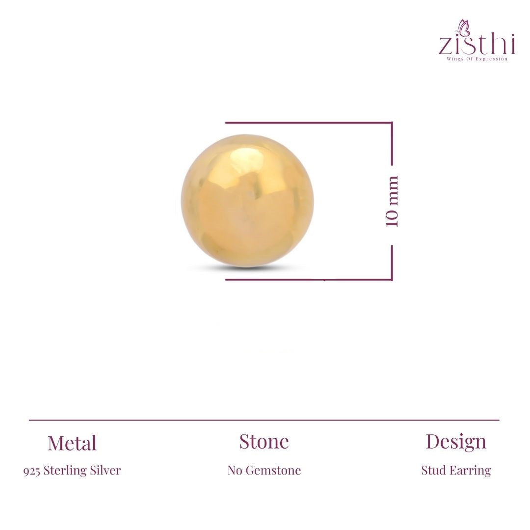 Round Ball Earrings 10 mm in 925 Sterling Silver