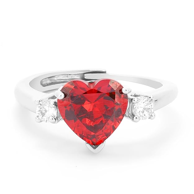 Love Heart Stone Ring with Adjustable Fit