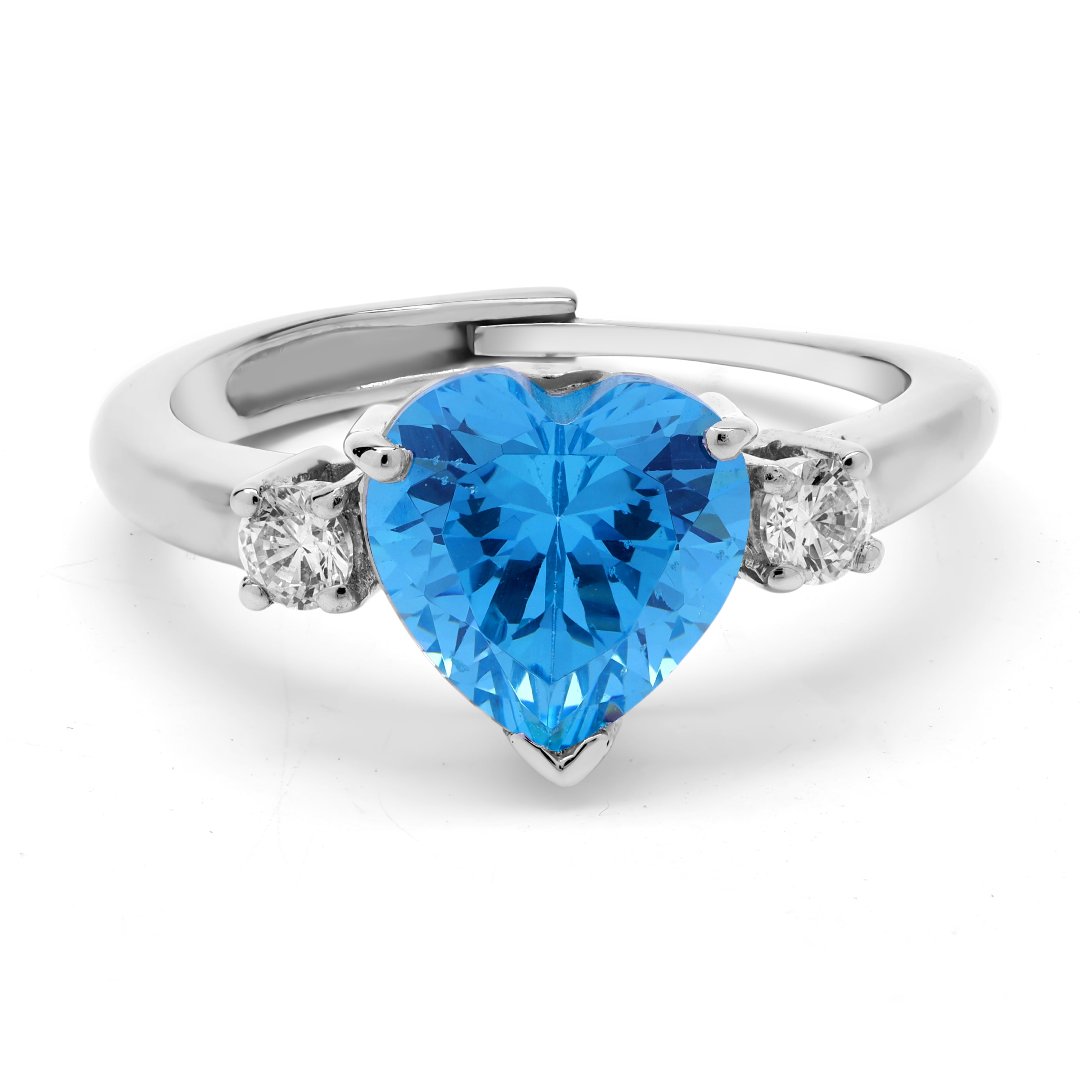 Love Heart Stone Ring with Adjustable Fit