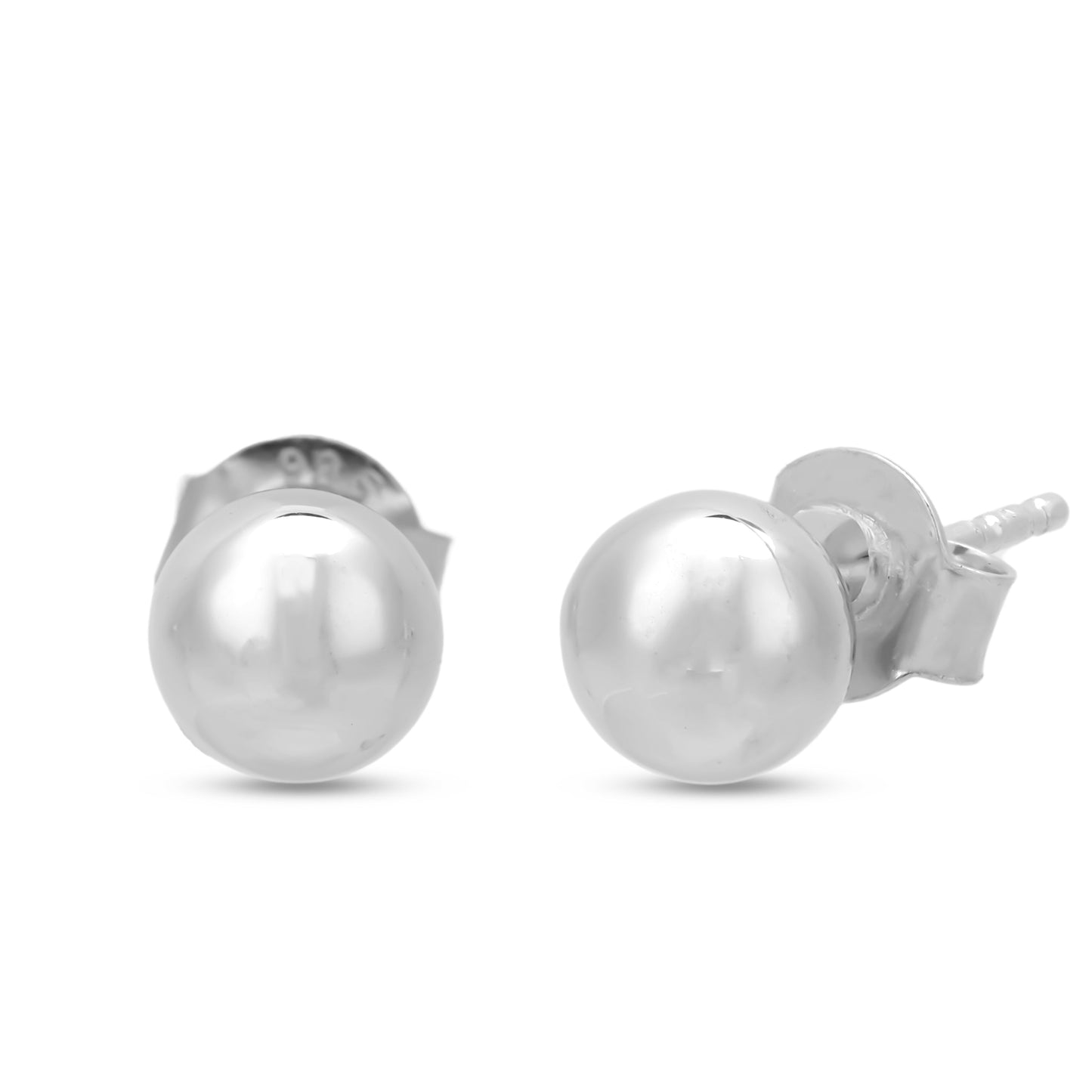 Round Ball Earrings 10 mm in 925 Sterling Silver