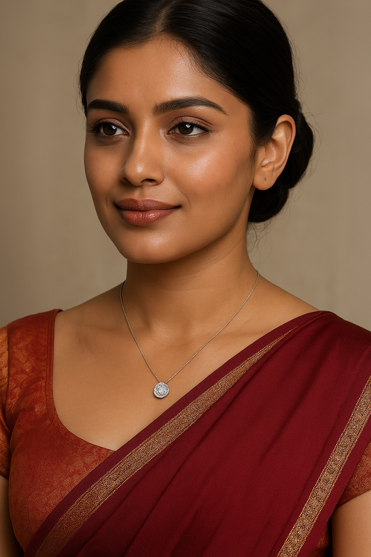 Simulated Diamond Double Halo Pendant