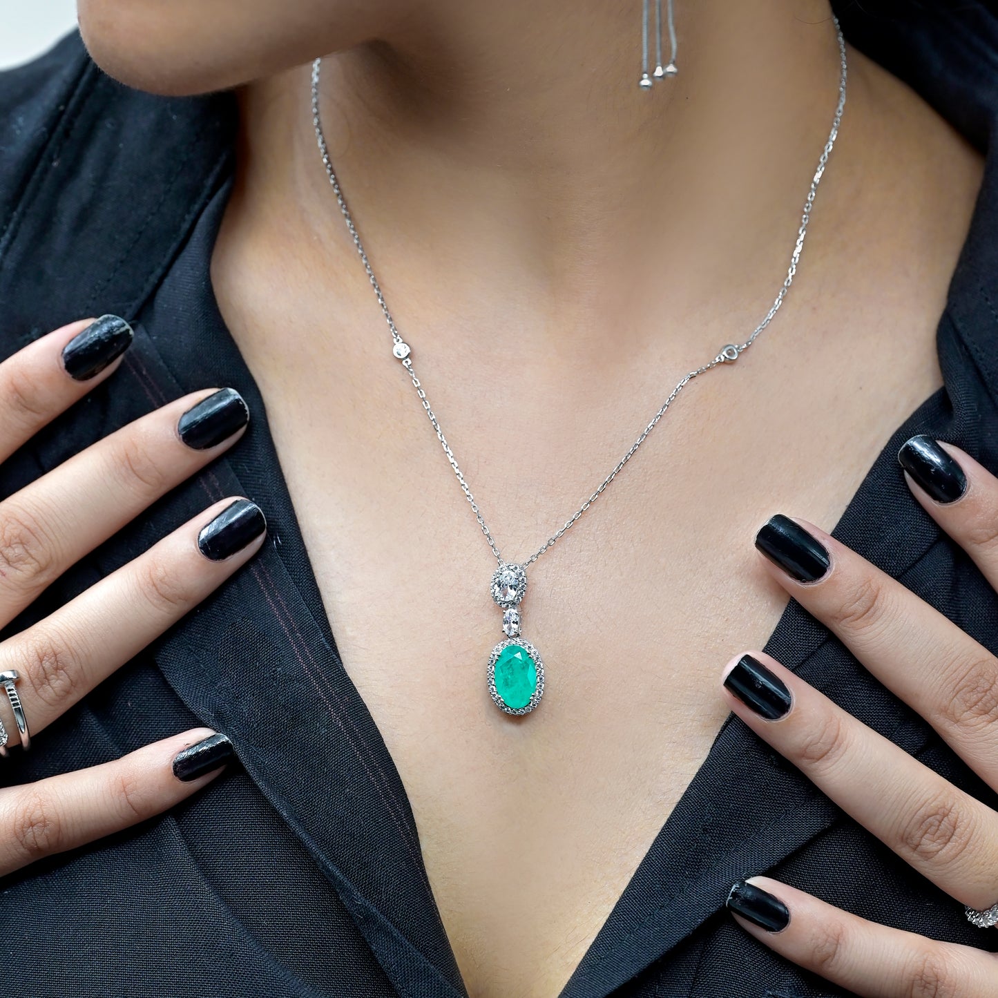 Evergreen Halo Pendant and Earring Set