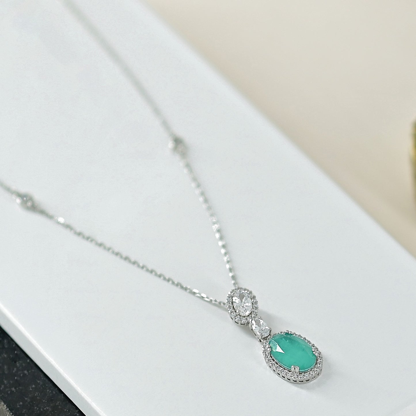 Evergreen Halo Pendant and Earring Set