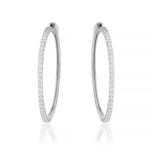 Silver Zircon Sparkling Big Hoop Earring 40MM