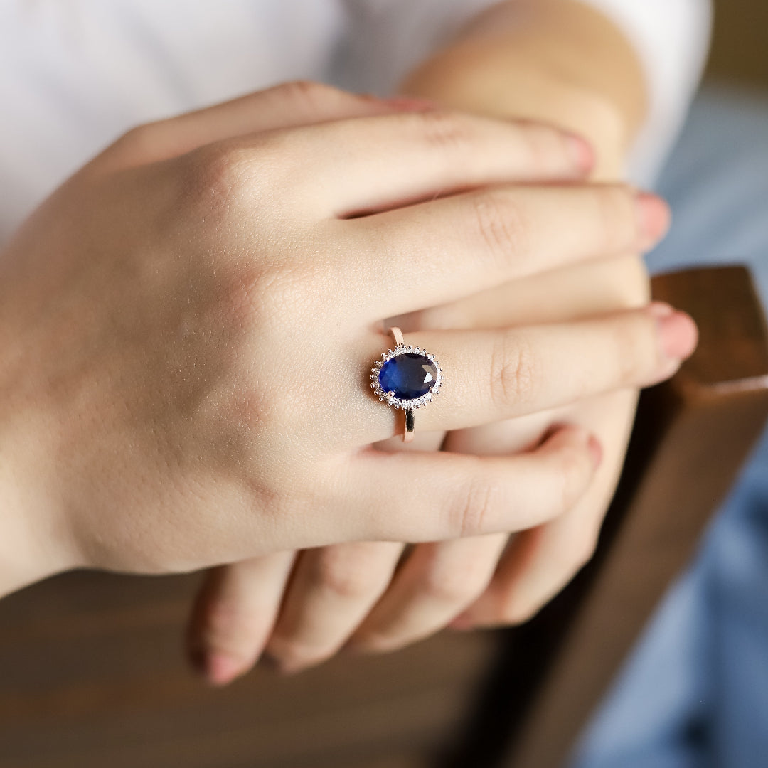 Diana Inspired Halo Ring In 925 Sterling Silver