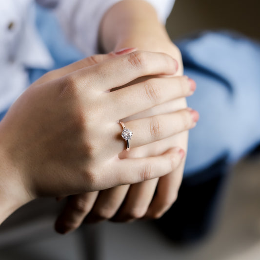 Solitaire Ring Sterling Silver Adjustable