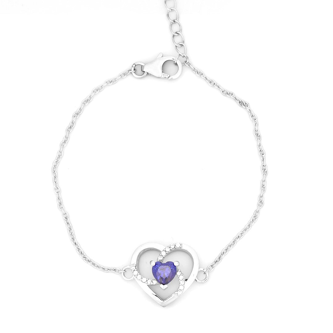 Bracelet with Heart and Adjustable Fit 6.5+2" inch