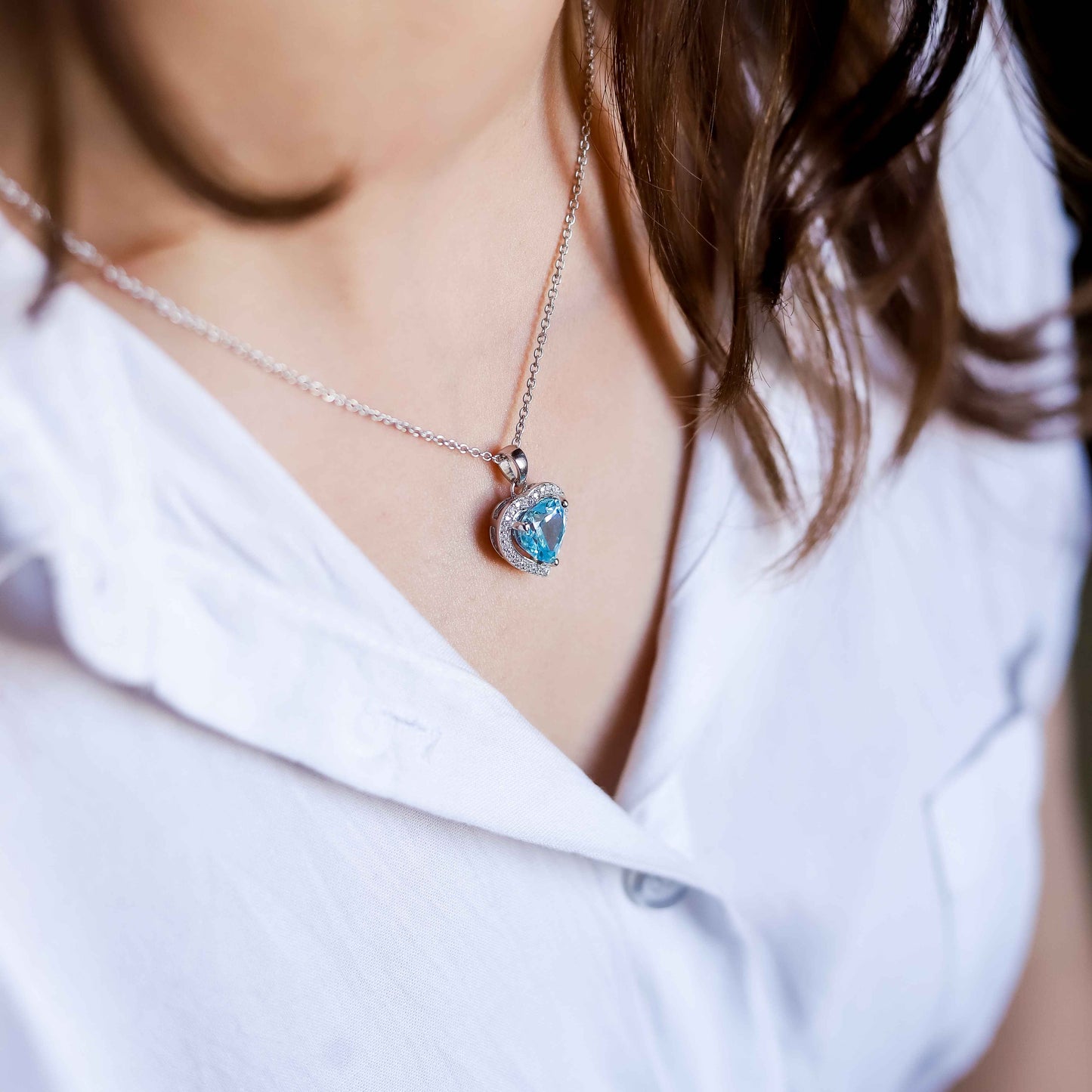 Heart of Ocean Blue Pendant Necklace