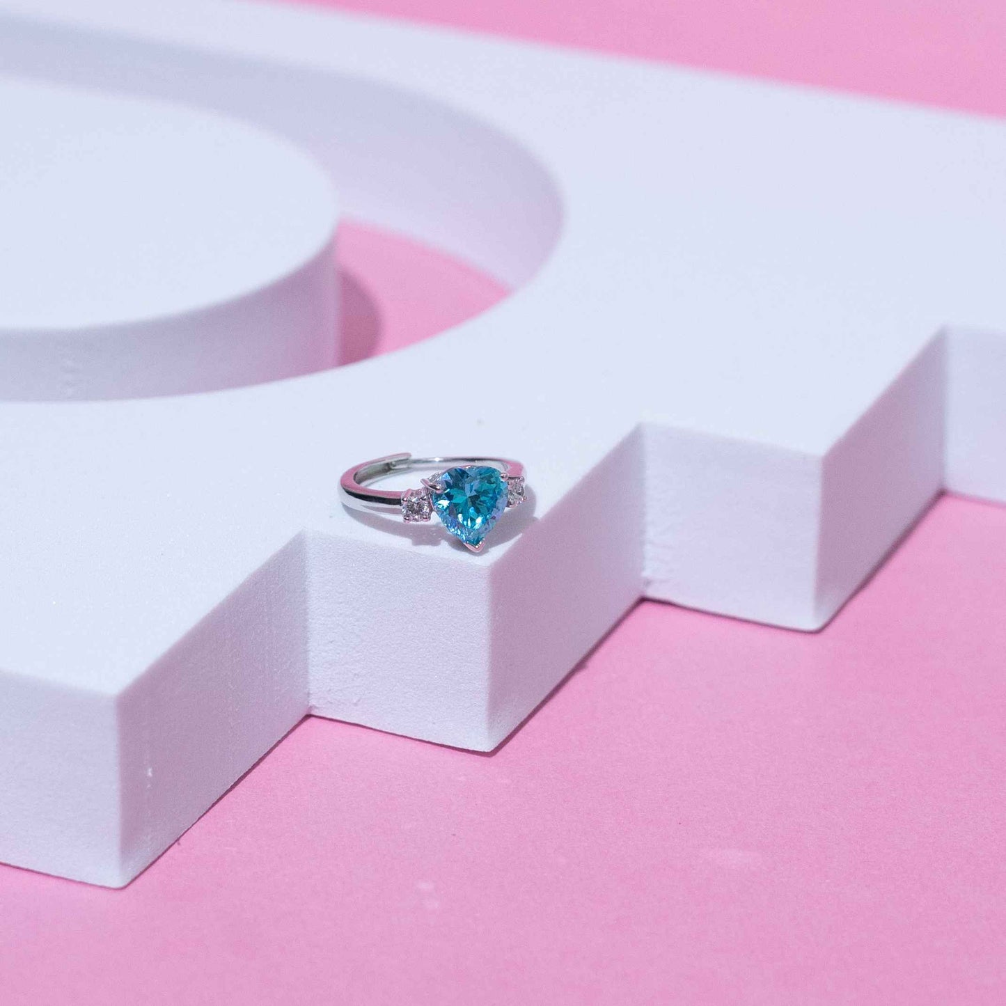 Love Heart Stone Ring with Adjustable Fit