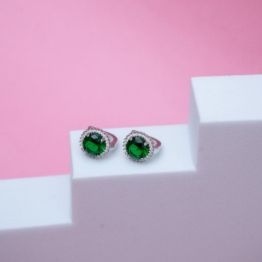 Simulated Halo Earrings 925 Sterling Silver