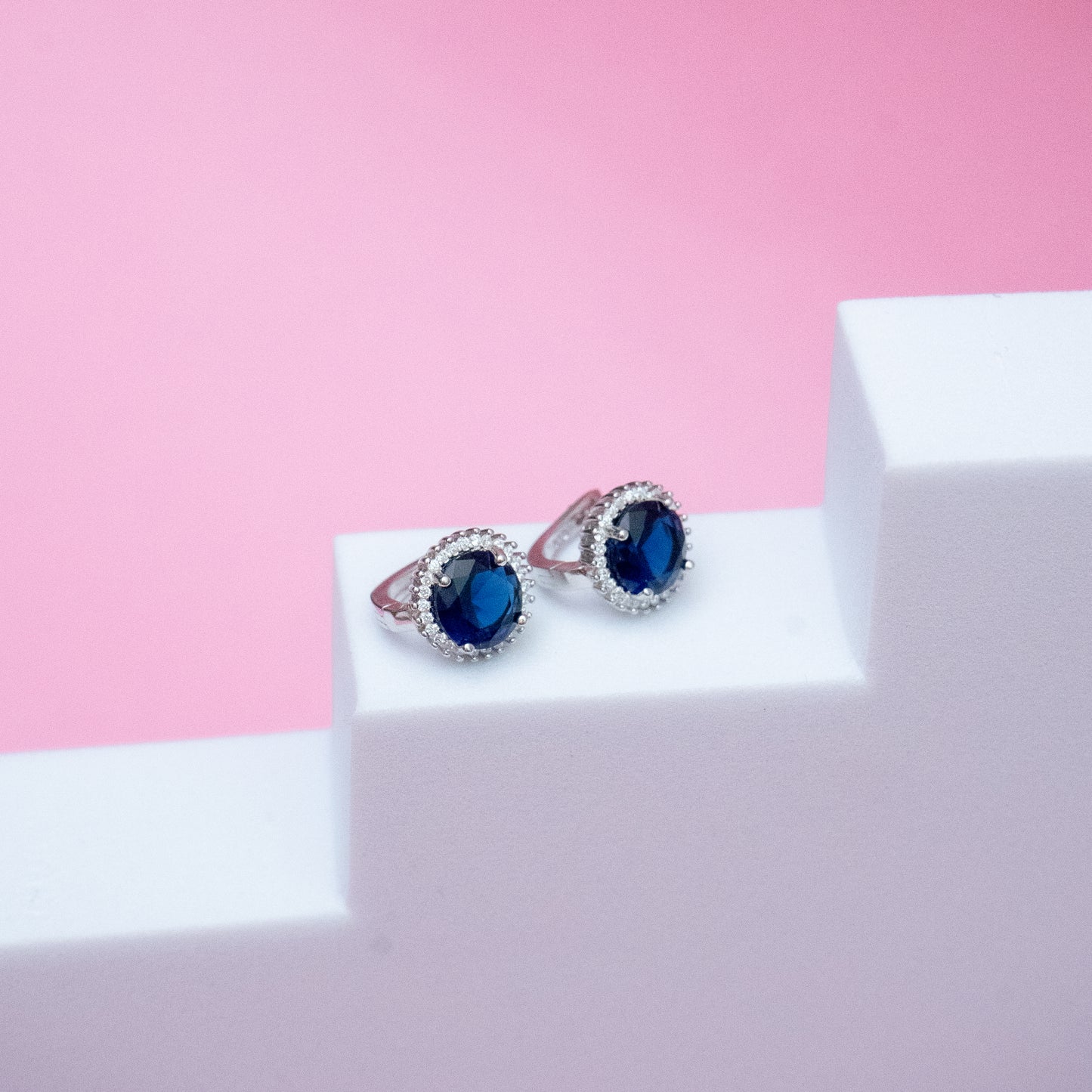 Simulated Halo Earrings 925 Sterling Silver