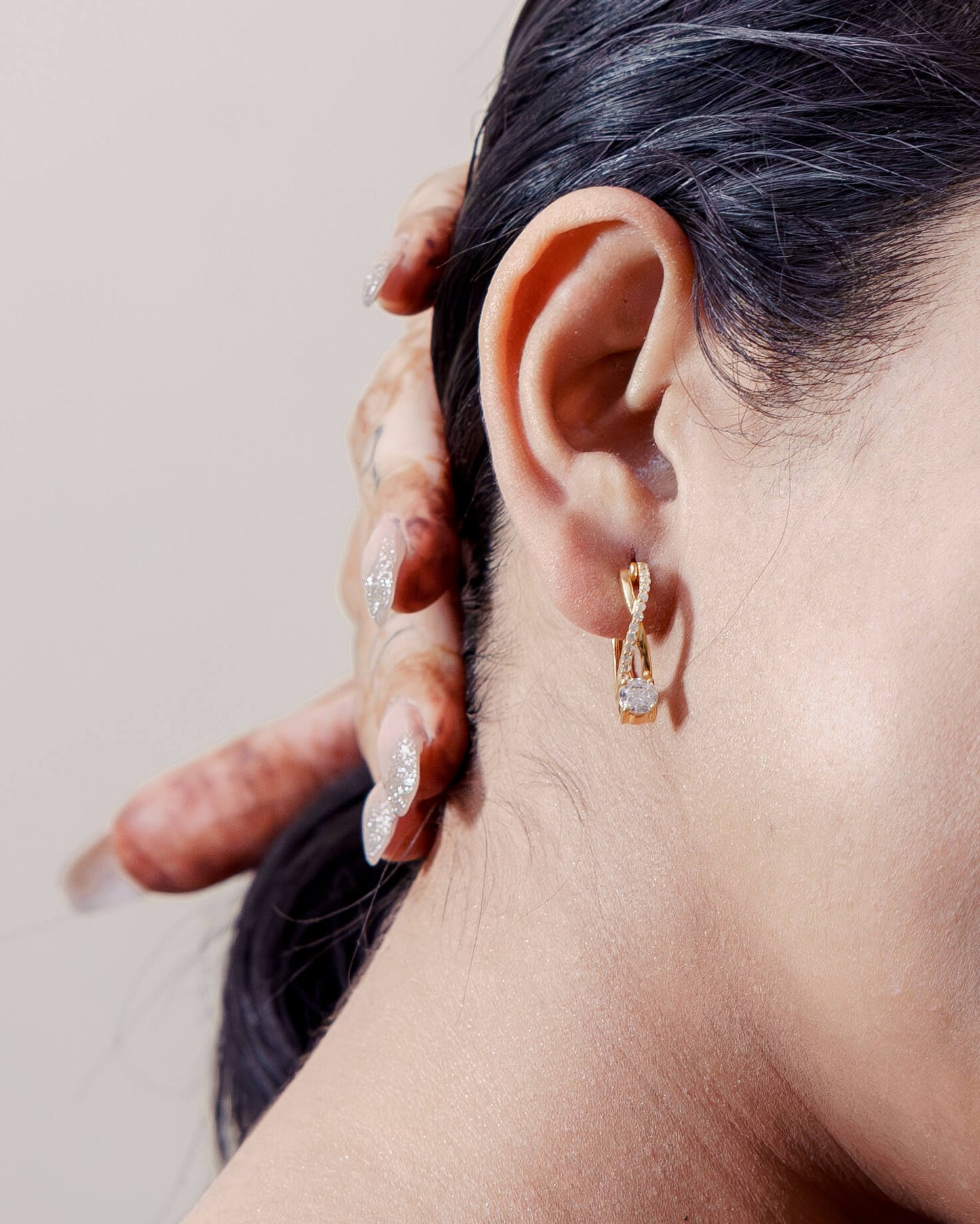Twisted Hoop Earrings In 925 Sterling Silver